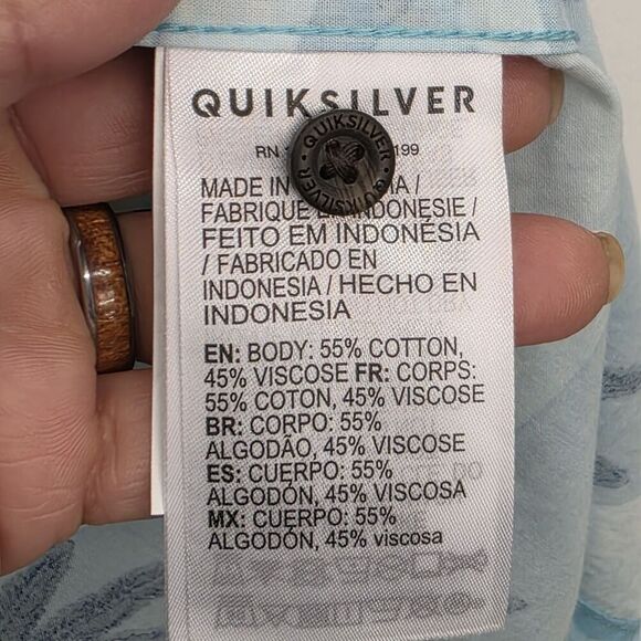 Quicksilver Blue Tropical Hawaiian  Button Down Shirt Mens Size XXL - Picture 4 of 7